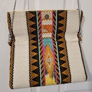 Bohemian Multicolor Clutch with Chain Strap